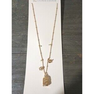 Lauren Conrad Birdcage LC Pendant Bird Gold Tone Chain Necklace New